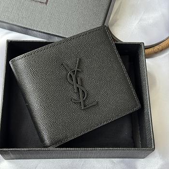 Kitlife Saint Laurent Cassandre Wllet In BLack Smooth Leather Black Hardware 453276 11x9.5x2.5cm