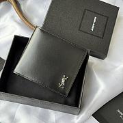 Kitlife Saint Laurent Tiny Cassandre Wallet In Black Shiny Leather Silver Hardware 607727 11x9.5x2.5cm - 1