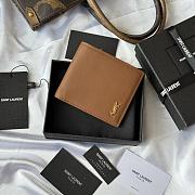 Kitlife Saint Laurent Tiny Cassandre Wallet In Brown Grained Leather Gold Hardware 607727 11x9.5x2.5cm  - 1