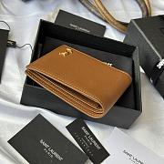 Kitlife Saint Laurent Tiny Cassandre Wallet In Brown Grained Leather Gold Hardware 607727 11x9.5x2.5cm  - 3