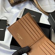 Kitlife Saint Laurent Tiny Cassandre Wallet In Brown Grained Leather Gold Hardware 607727 11x9.5x2.5cm  - 4