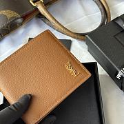 Kitlife Saint Laurent Tiny Cassandre Wallet In Brown Grained Leather Gold Hardware 607727 11x9.5x2.5cm  - 5
