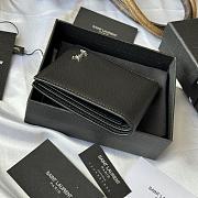 Kitlife Saint Laurent Tiny Cassandre Wallet In Black Grained Leather Silver Hardware 607727 11x9.5x2.5cm - 3