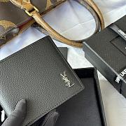 Kitlife Saint Laurent Tiny Cassandre Wallet In Black Grained Leather Silver Hardware 607727 11x9.5x2.5cm - 2