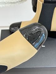 Kitlife Chanel Classic CC Pearl Color-Blocked Chunky Heel Chelsea Boots Beige - 5