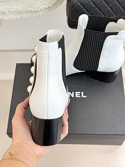 Kitlife Chanel Classic CC Pearl Color-Blocked Chunky Heel Chelsea Boots White - 6