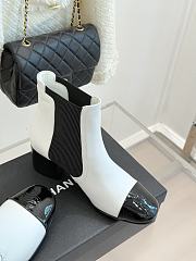 Kitlife Chanel Classic CC Pearl Color-Blocked Chunky Heel Chelsea Boots White - 4