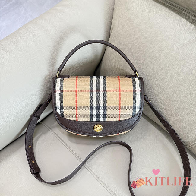 Kitlife Burberry Highlands Crossbody Bag Beige & Dark Brown 24.5x8x18cm - 1