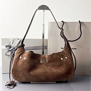 Kitlife Balenciaga Bel Air Small Dark Brown Suede Shoulder Bag 35x10x17cm - 4