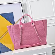 Kitlife Chanel Mixed Fibers Deauville Tote Pink Bag 33cm - 3