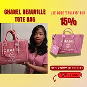 Kitlife Chanel Mixed Fibers Deauville Tote Pink Bag 33cm - 1