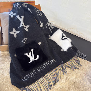 Kitlife Louis Vuitton Cold Reykjavik Scarf Black 190x46cm 