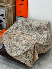 Kitlife Hermes Silk Velvet Square Scarf Beige 140x140cm - 6