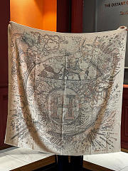 Kitlife Hermes Silk Velvet Square Scarf Beige 140x140cm - 1