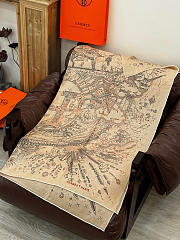 Kitlife Hermes Silk Velvet Square Scarf Beige 140x140cm - 2