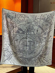 Kitlife Hermes Silk Velvet Square Scarf Grey 140x140cm - 1