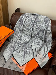 Kitlife Hermes Silk Velvet Square Scarf Grey 140x140cm - 4