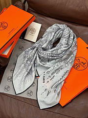Kitlife Hermes Silk Velvet Square Scarf Grey 140x140cm - 3