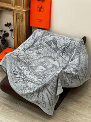 Kitlife Hermes Silk Velvet Square Scarf Grey 140x140cm - 2