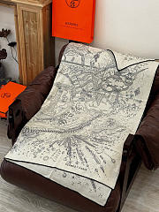 Kitlife Hermes Silk Velvet Square Scarf White & Black 140x140cm - 5