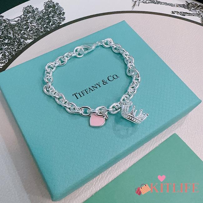 Kitlife Tiffany Heart Tag Bracelet With Crown - 1