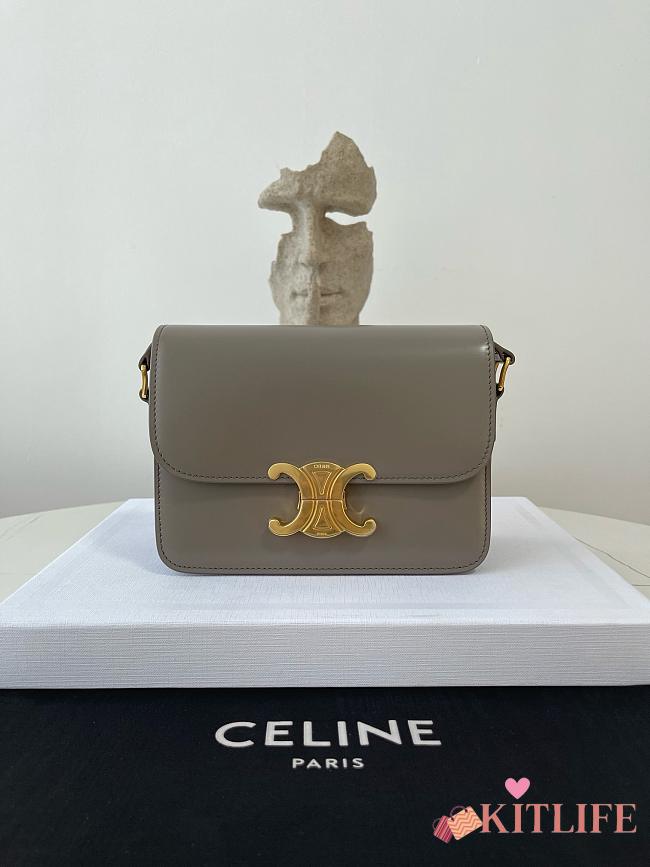 Kitlife Celine Teen Triomphe Grey Calfskin Bag 188423 18.5x14x6cm - 1