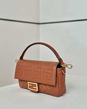 Kitlife Fendi Baguette Brown Lambskin Leather Bag 27x5x15cm - 5