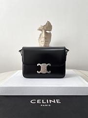 Kitlife Celine Teen Triomphe Black Calfskin Bag Silver Buckle 188423 18.5x14x6cm  - 1