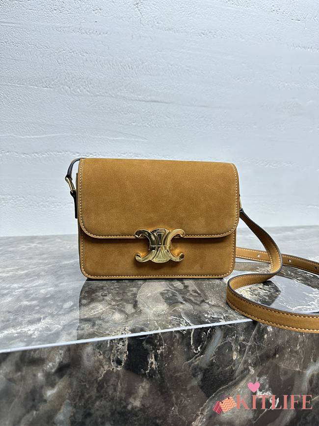 Kitlife Celine Teen Triomphe Brown Suede 188423 18.5x14x6cm - 1