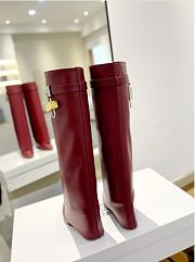 Kitlife Givenchy Shark Lock Leather Knee-high Boots In Burgundy - 2