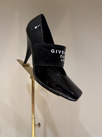 Kitlife Givenchy Sliced Square Tape Pumps In Black Patent Leather 