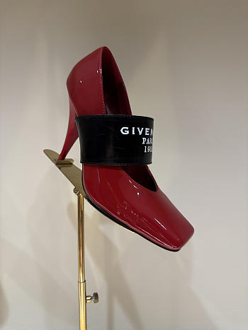 Kitlife Givenchy Sliced Square Tape Pumps In Red Patent Leather 