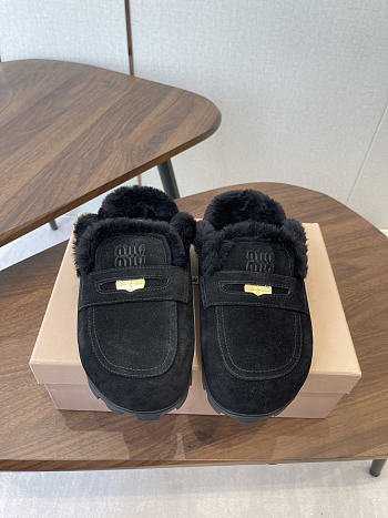 Kitlife Miu Miu 25SS Closed-toe Fur Slippers Black