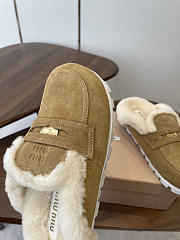 Kitlife Miu Miu 25SS Closed-toe Fur Slippers Brown - 3