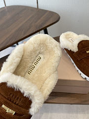 Kitlife Miu Miu 25SS Closed-toe Fur Slippers Dark Brown - 4