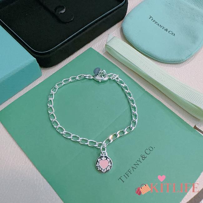 Kitlife Tiffany Pink Heart Tag Bracelet  - 1