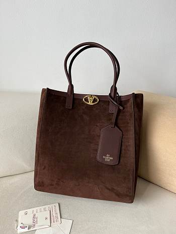 Kitlife Valentino Garavani Escape Tote Bag Brown Suede 22079s 31x33x10cm