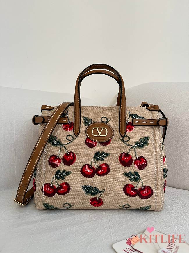 Kitlife Valentino Garavani Kleine Antibes Tote Bag Mit Kirschmotiv Cherry 22x19x12cm - 1