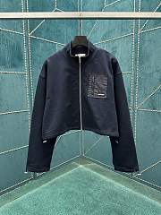 Kitlife Miu Miu Zippered Fleece Jacket Navy Blue - 1
