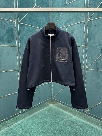 Kitlife Miu Miu Zippered Fleece Jacket Navy Blue