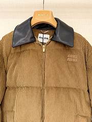 Kitlife Miu Miu Corduroy And Nappa Leather Down Jacket Beige - 2