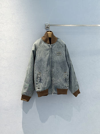 Kitlife Miu Miu Navy Blue Denim Blouson Jacket
