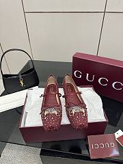 Kitlife Gucci Women's GG Crystal Horsebit Ballet Flat Red - 1