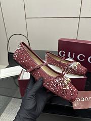 Kitlife Gucci Women's GG Crystal Horsebit Ballet Flat Red - 6