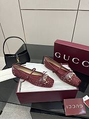 Kitlife Gucci Women's GG Crystal Horsebit Ballet Flat Red - 4