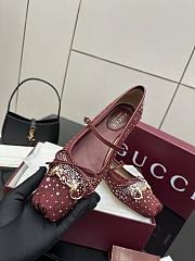 Kitlife Gucci Women's GG Crystal Horsebit Ballet Flat Red - 3