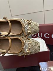 Kitlife Gucci Women's GG Crystal Horsebit Ballet Flat Beige - 2