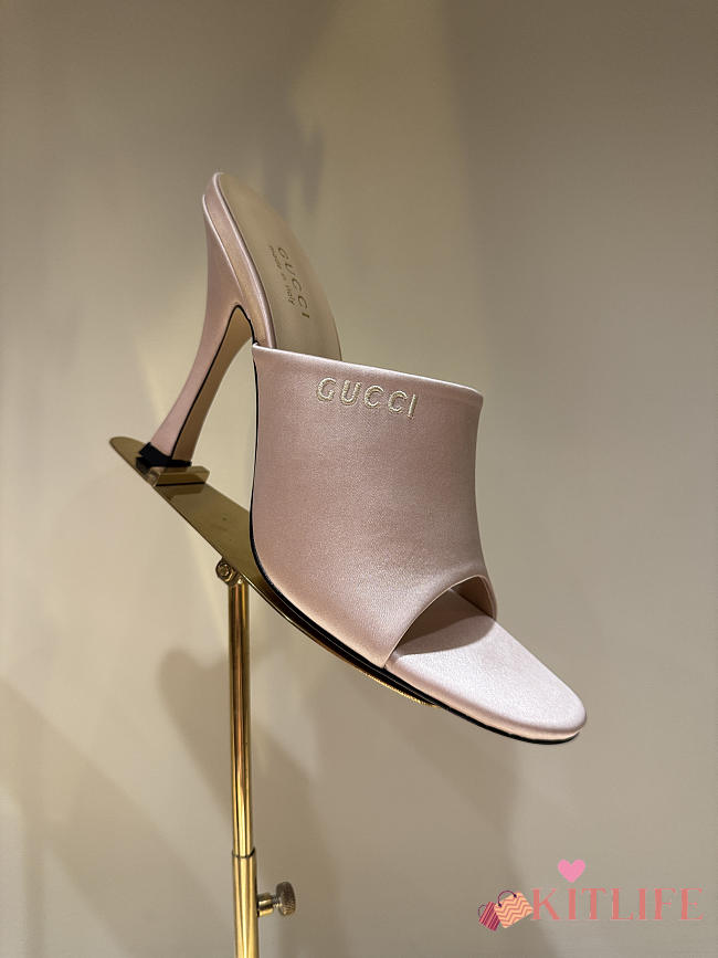 Kitlife Gucci Women's Slide Sandals Light Pink Satin  - 1