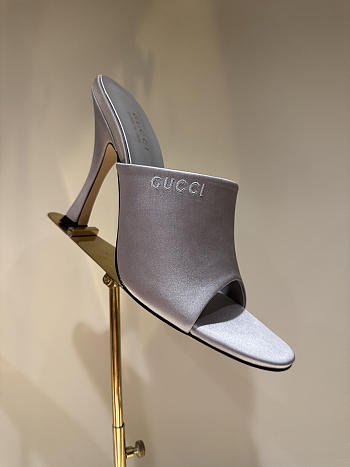 Kitlife Gucci Women's Slide Sandals Light Blue Satin 