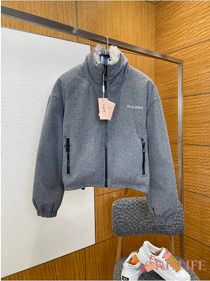 Kitlife Miu Miu Fleece Down Jacket Grey - 1